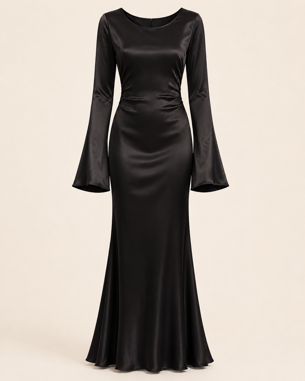 Valtré | Women's Long-Sleeve Satin Slip Dress with Lace-Up Back