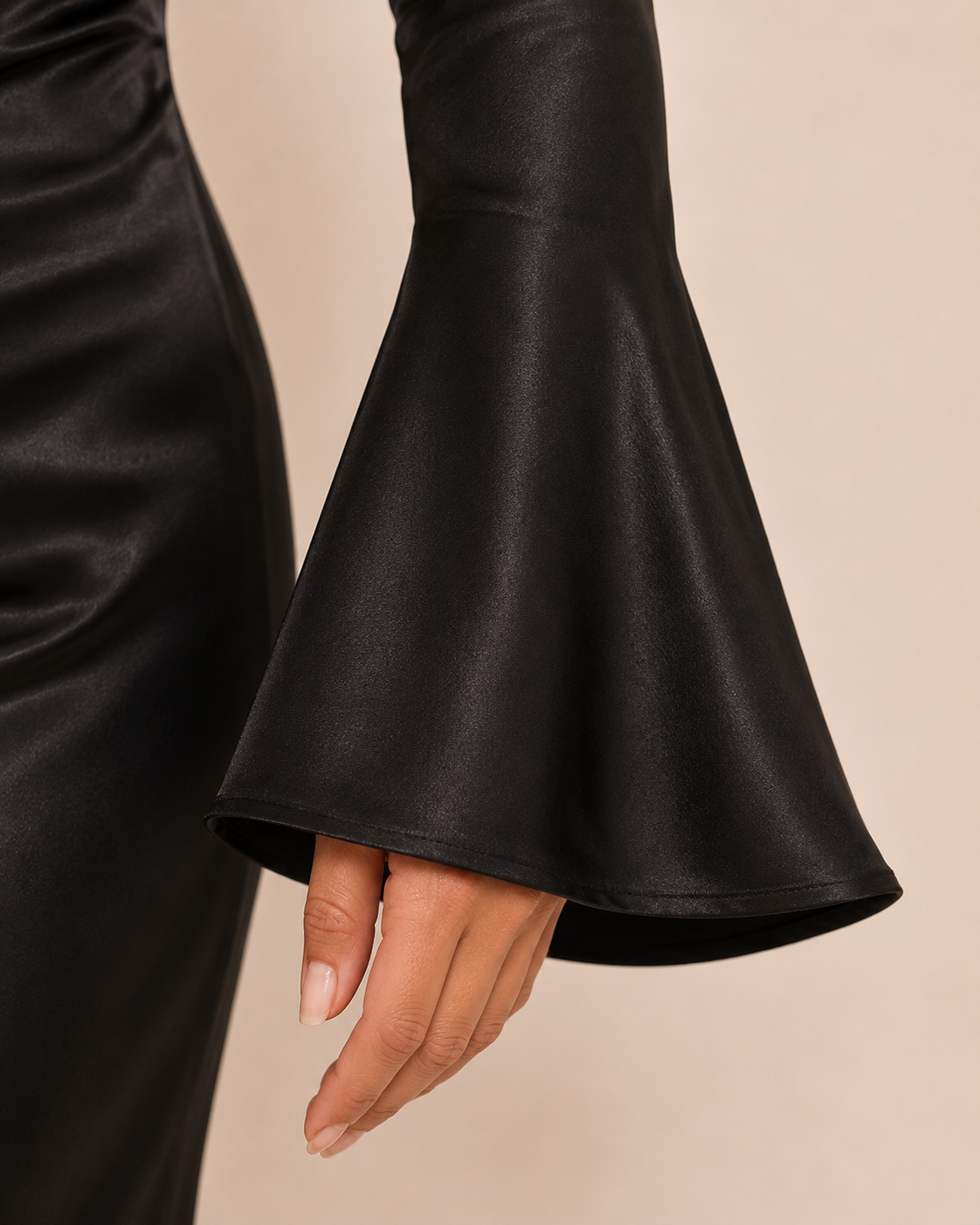 Valtré | Women's Long-Sleeve Satin Slip Dress with Lace-Up Back