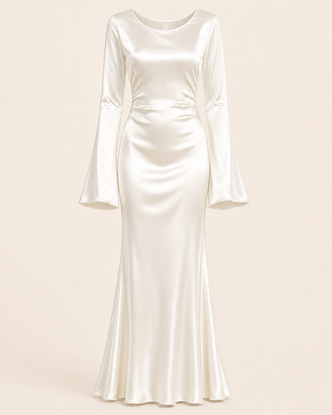 Valtré | Women's Long-Sleeve Satin Slip Dress with Lace-Up Back