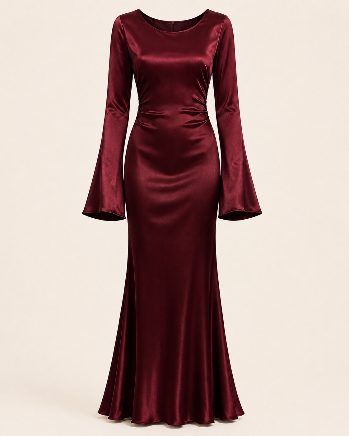 Valtré | Women's Long-Sleeve Satin Slip Dress with Lace-Up Back