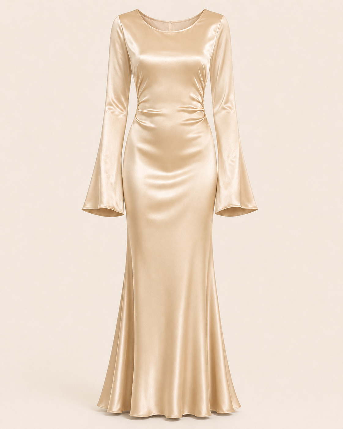 Valtré | Women's Long-Sleeve Satin Slip Dress with Lace-Up Back