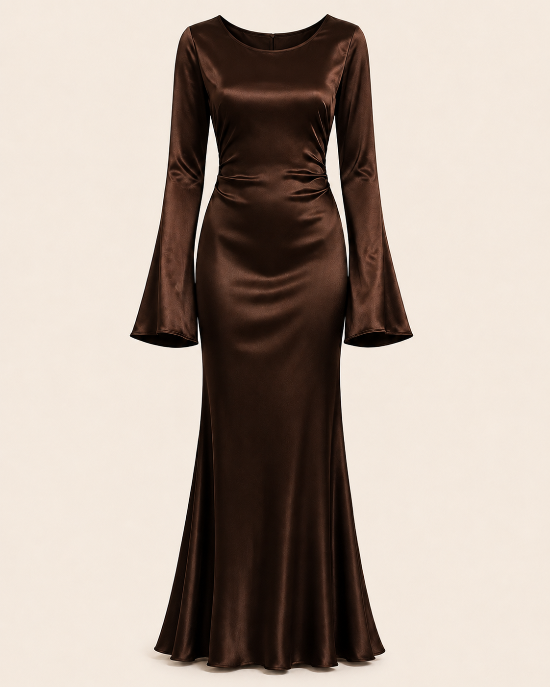 Valtré | Women's Long-Sleeve Satin Slip Dress with Lace-Up Back