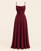 Valtré | Women's Floral-Texture Long Dress with Lace-Up Back