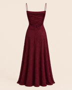 Valtré | Women's Floral-Texture Long Dress with Lace-Up Back