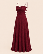Valtré | Women's Floral-Texture Long Dress with Lace-Up Back