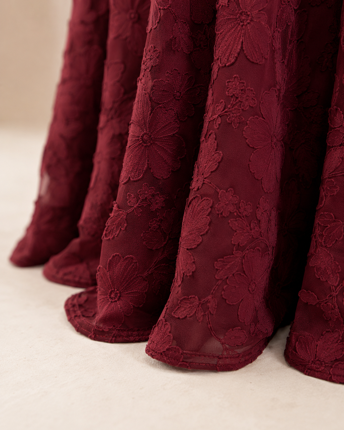 Valtré | Women's Floral-Texture Long Dress with Lace-Up Back