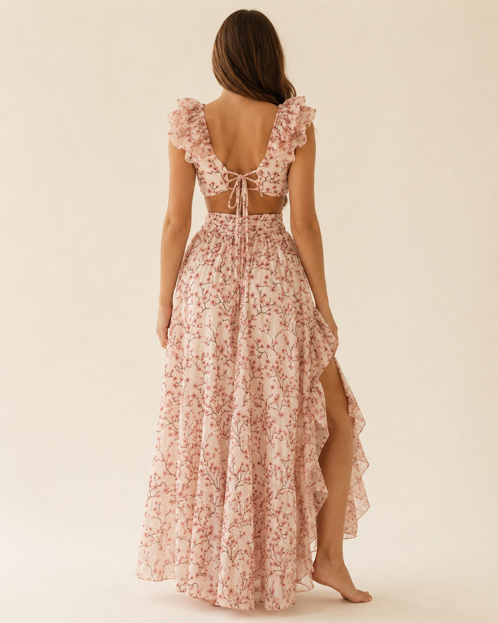 Valtré | Women's Sleeveless Floral Maxi with Lace-Up Back