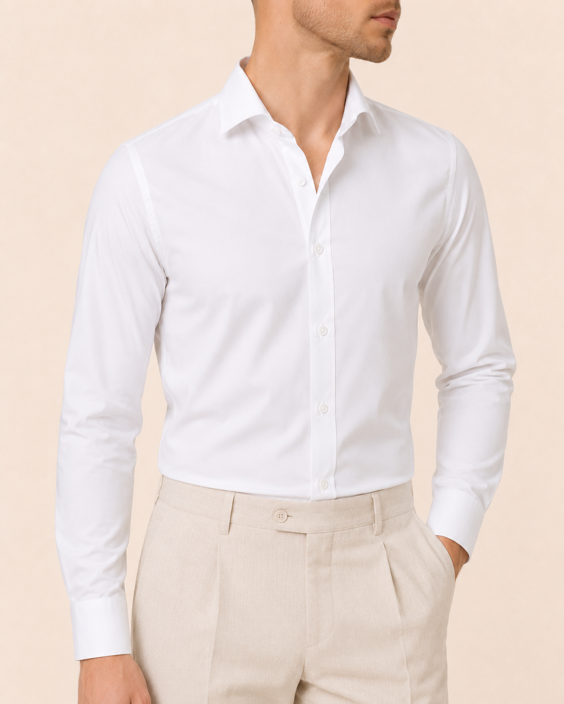 Valtré | Men's No-Iron Stretch Slim Shirt, Côte d'Azur Cut