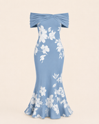 Valtré | Women's Off-Shoulder Mermaid Long Dress with Floral Print
