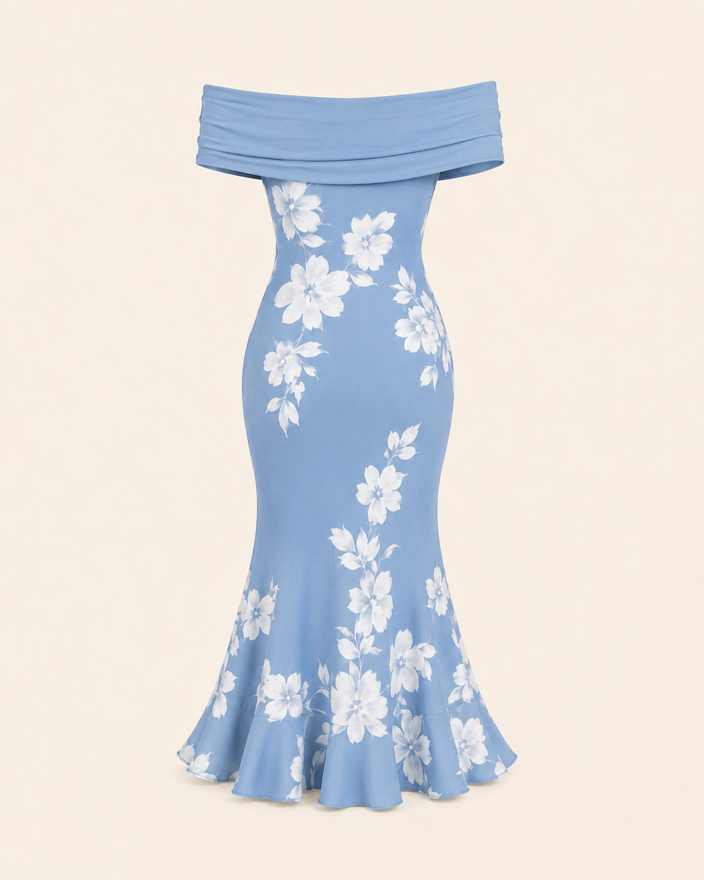Valtré | Women's Off-Shoulder Mermaid Long Dress with Floral Print