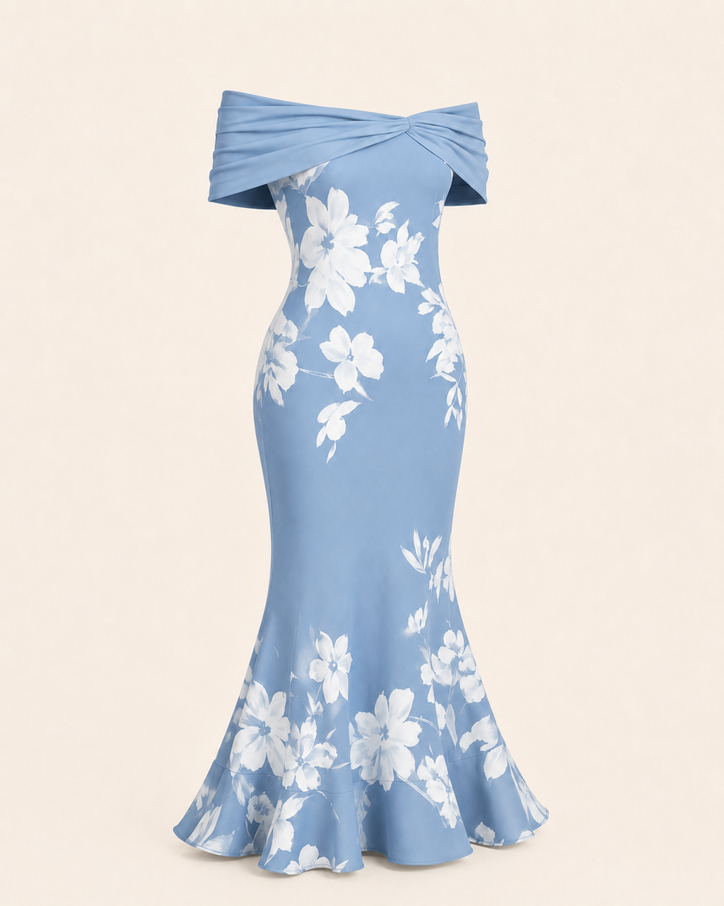 Valtré | Women's Off-Shoulder Mermaid Long Dress with Floral Print