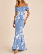 Valtré | Women's Off-Shoulder Mermaid Long Dress with Floral Print