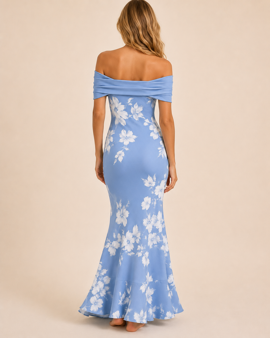 Valtré | Women's Off-Shoulder Mermaid Long Dress with Floral Print