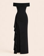 Valtré | Women's Off-Shoulder Long Sheath Dress with Side Slit