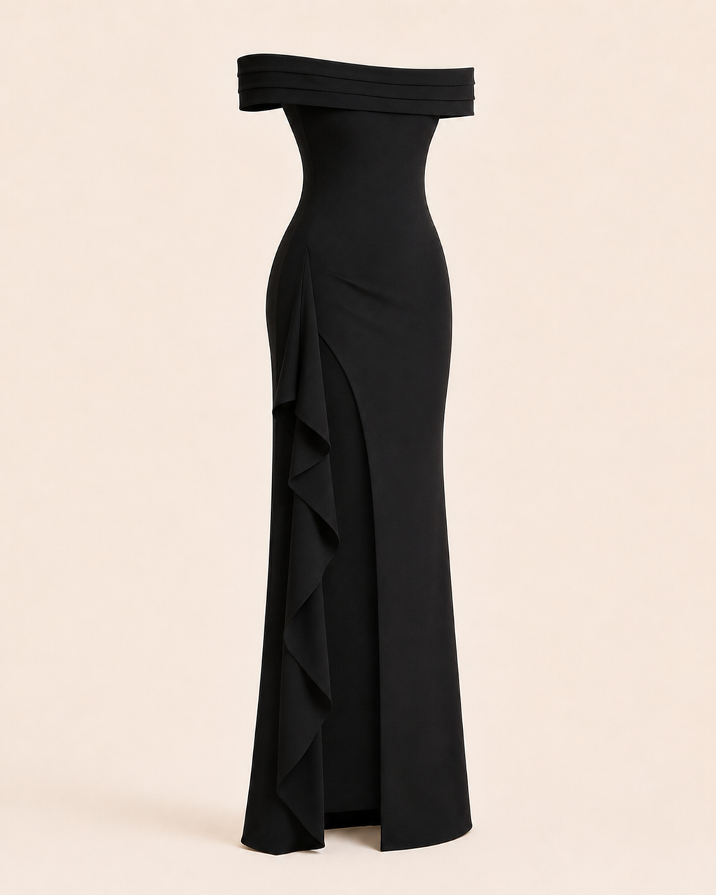 Valtré | Women's Off-Shoulder Long Sheath Dress with Side Slit