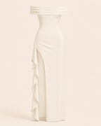 Valtré | Women's Off-Shoulder Long Sheath Dress with Side Slit