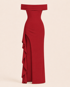 Valtré | Women's Off-Shoulder Long Sheath Dress with Side Slit