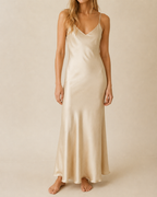 Valtré | Women's Satin Slip Midi Dress, Spaghetti Strap