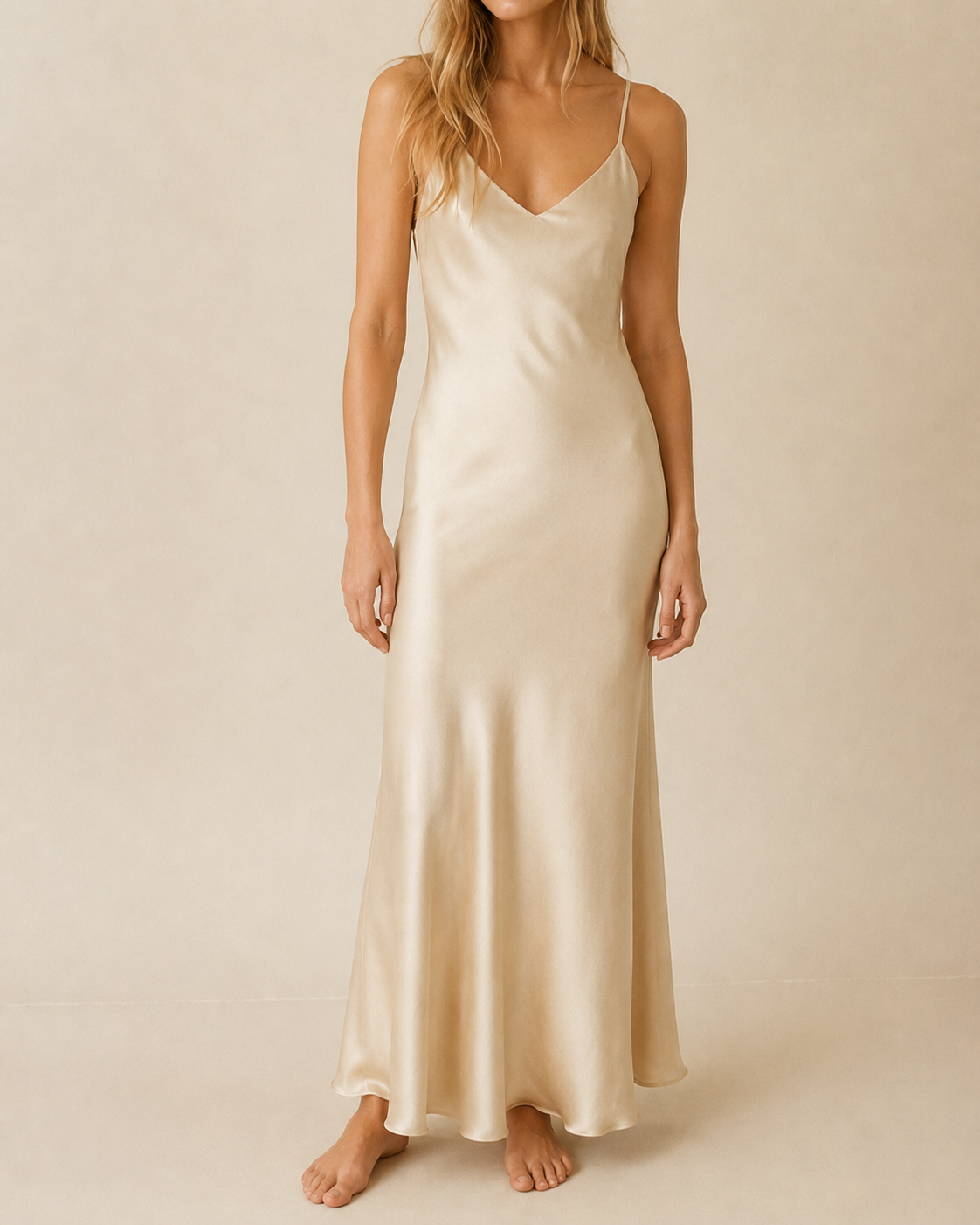 Valtré | Women's Satin Slip Midi Dress, Spaghetti Strap